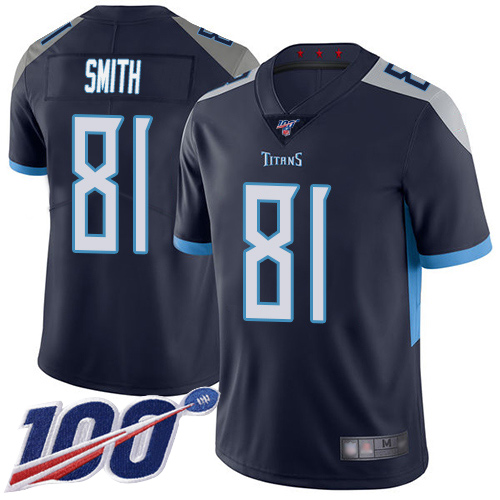 Tennessee Titans Limited Navy Blue Men Jonnu Smith Home Jersey NFL Football #81 100th Season Vapor Untouchable->youth nfl jersey->Youth Jersey